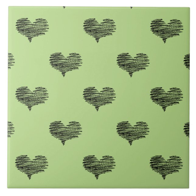 Carreau Love Valentine's Day Black Heart croquis (Devant)