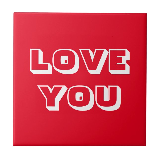 Carreau Love You, rouge blanc moderne audacieux (Devant)
