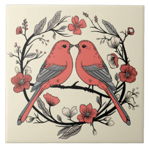 Carreau Lovebirds dessiné à la main Carrelage décoratif en