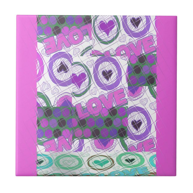 Carreau Lovely Love Heart Motif Art Imprimer (Devant)