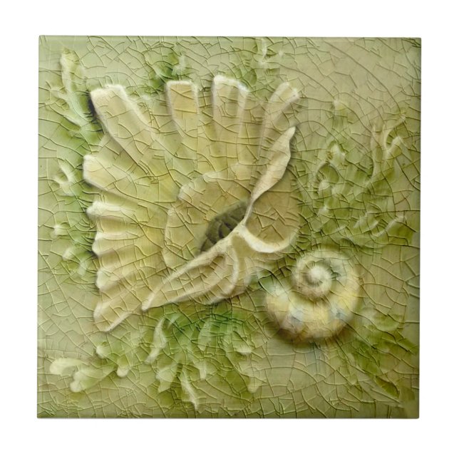 Carreau Lt Green Seashs AET Antique Repro Faux Relief (Devant)