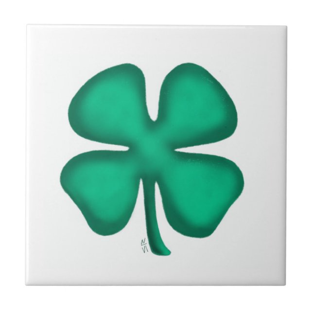 Carreau Lucky 4 Leaf Irish Clover petite tuile (Devant)