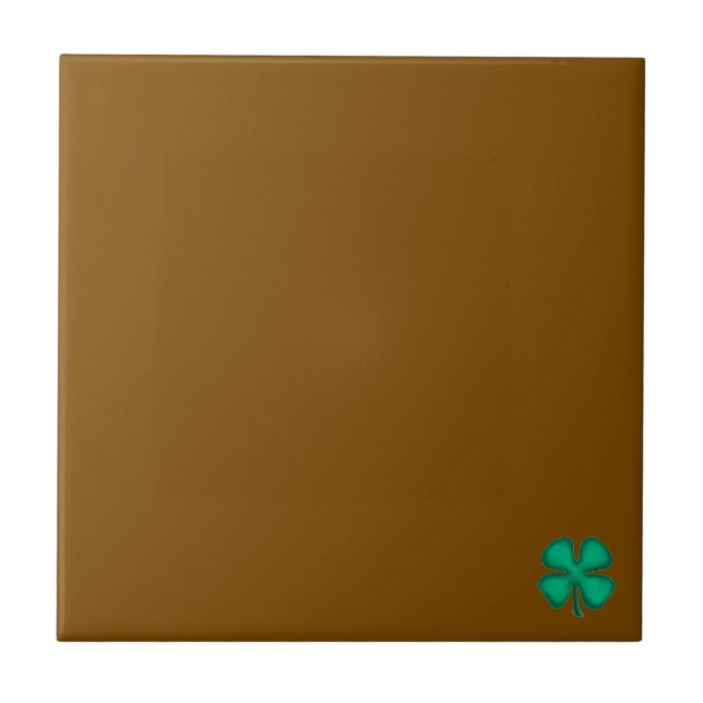 Carreau Lucky 4 Leaf Irish Clover tiny brown small tile (Devant)