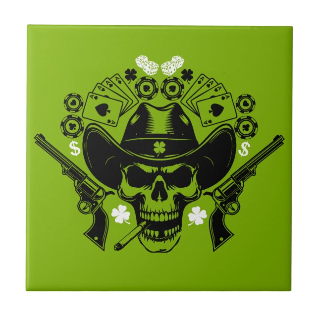Carreau Lucky Poker Skull (Devant)
