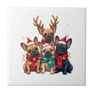 Carreau Lumières de Noël Bouledogues Français Xmas Frenchi