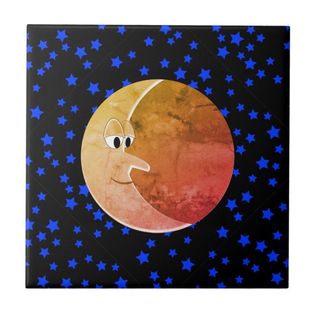 Carreau Luna Lune Vintage Et Étoiles Dessin (Devant)