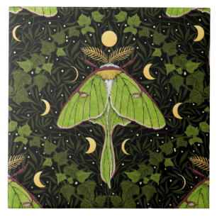 Carreau Luna moth, phases de lune et damas de lierre 2