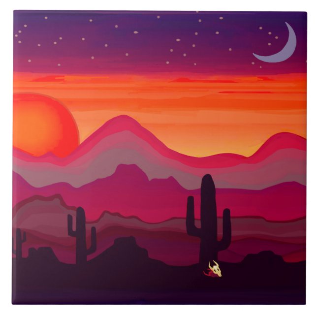 Carreau Lune de cactus du désert (Devant)