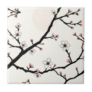 Carreau Lune de Fleur de Cerisier Motif Minimaliste