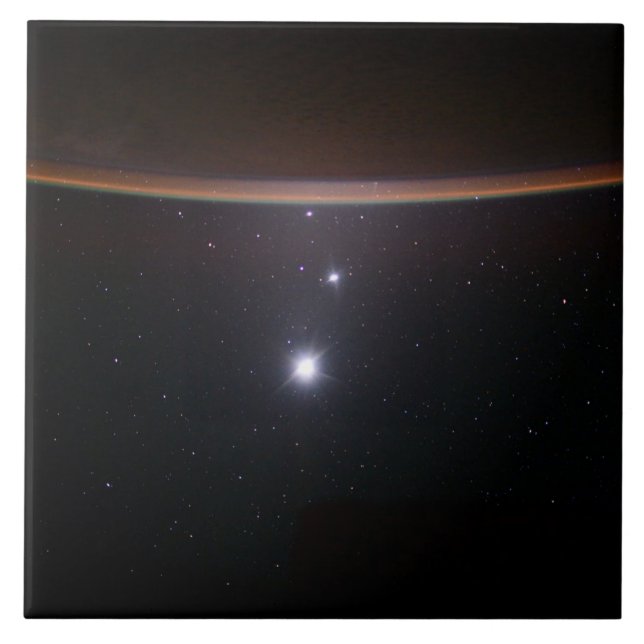 Carreau Lune, Vénus, Jupiter et Terre (ISS) (NASA) (Espace (Devant)