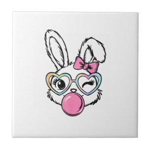 Carreau Lunettes Bubble Gum Visage de Lapin Mignon Rose Co