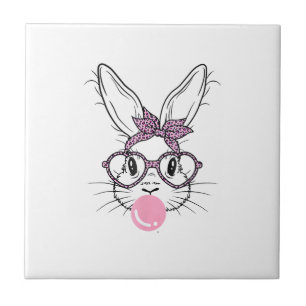 Carreau Lunettes de léopard visage de lapin Bubble Gum jou