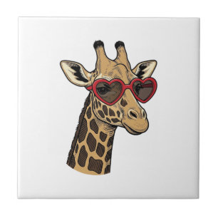 Carreau Lunettes de soleil à cœur de girafe gravé vintage 