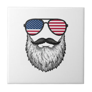 Carreau Lunettes de soleil barbe patriotique vintage T-shi