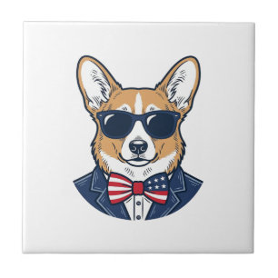 Carreau Lunettes de soleil Corgi patriotiques Art vectorie