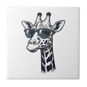Carreau Lunettes de soleil de girafe cool T-Shirt à gravur