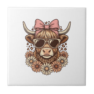 Carreau Lunettes de soleil de vache des Highlands mignonne