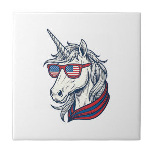 Carreau Lunettes de soleil drapeau licorne patriotique vec
