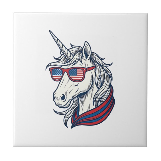 Carreau Lunettes de soleil drapeau licorne patriotique vec (Devant)