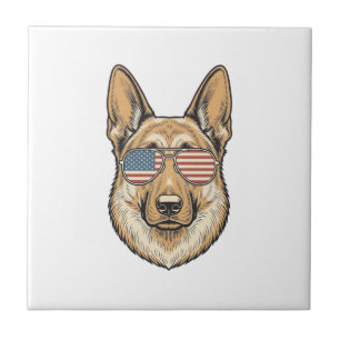 Carreau Lunettes de soleil patriotiques Berger allemand Ar