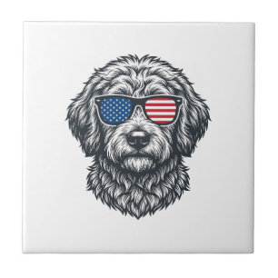 Carreau Lunettes de soleil vintage pour chien patriotique