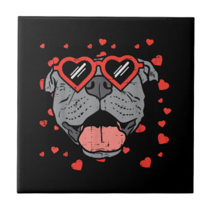 Carreau Lunettes de visage Pitbull Valentines Jour Animaux