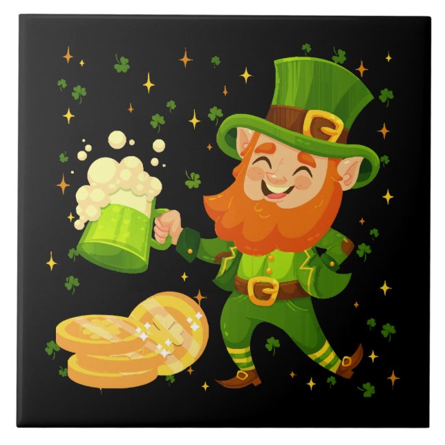 Carreau Lutin buvant de la bière à la Saint-Patrick (Devant)