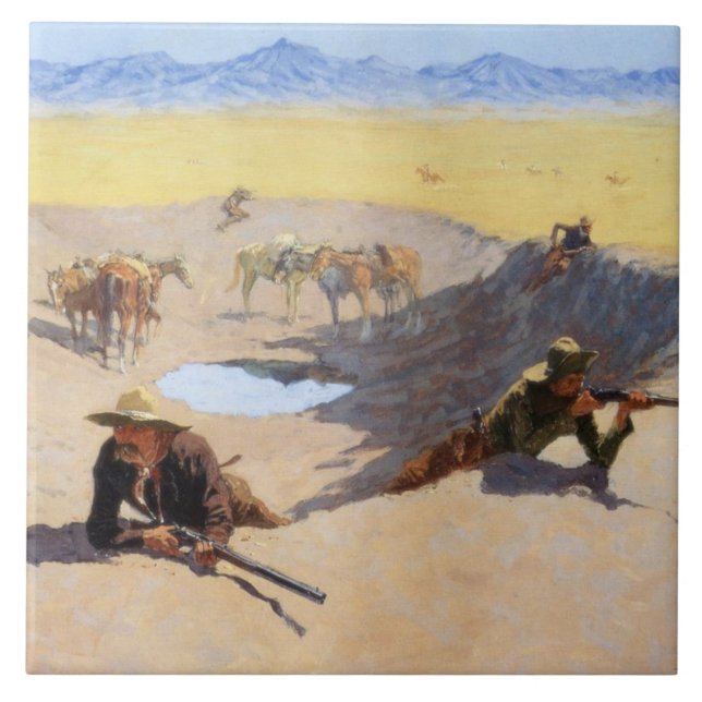 Carreau Lutter pour le trou d'eau (par Frederic Remington) (Devant)