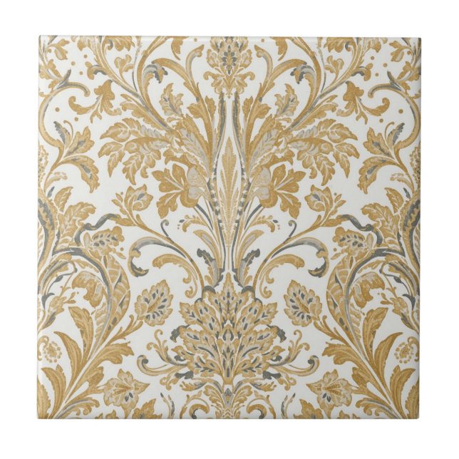 Carreau Luxe, Classique, Élégant, Motif beige doré (Devant)