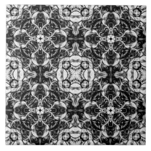 Carreau Luxe, élégant, ornemental, noir et blanc