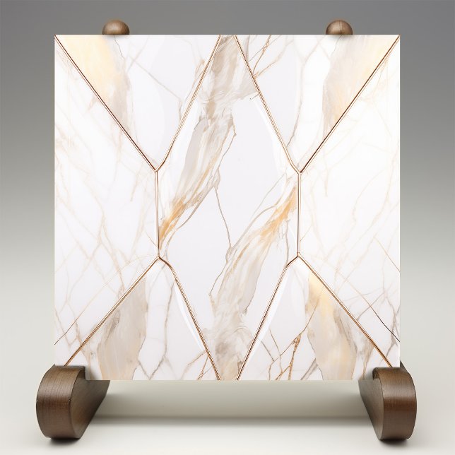Carreau Luxe Faux Marble Gold Veins Parties scintillant (Créateur téléchargé)