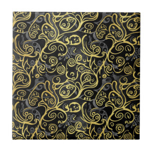 Carreau Luxe Livre d'Or Feuille d'Or Noir Argent