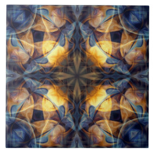 Carreau Luxe, motif coloré ornemental, bleu marine