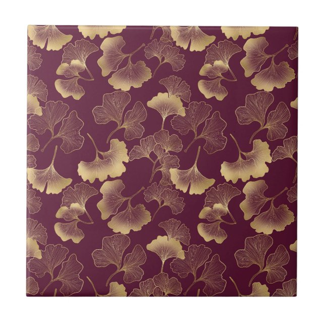 Carreau Luxueux Ginkgo Or Bourgogne (Devant)