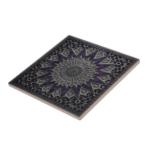 Carreau Luxueux Zellij marocain 3D gothique violet et noir