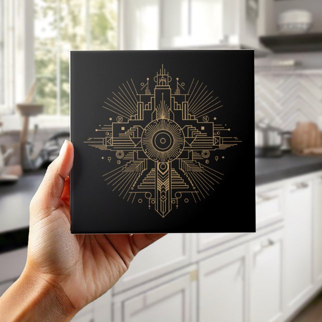 Carreau Luxury Art Deco Fan Geometric Motif Pat#4 ID1196 (Créateur téléchargé)