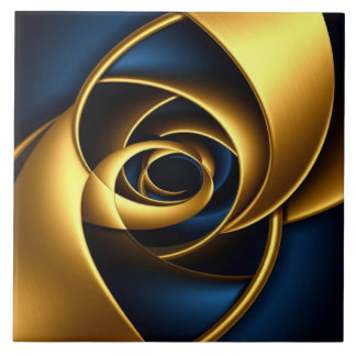 Carreau Luxury Gold and Navy Blue Spiral Abstract  Elegant