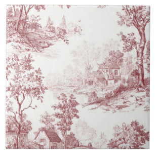 Carreau   Luxury Vintage Blush Pink Ivory ToileJouy French