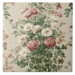 Carreau Luxury Vintage British Classic Cream Flowers