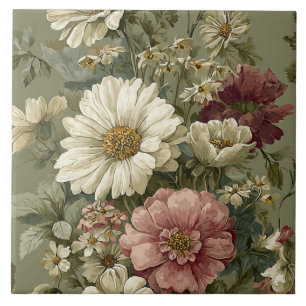 Carreau Luxury Vintage British Classic Delicate Flowers