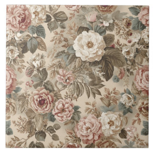 Carreau Luxury Vintage British Victorian Flowers Roses 