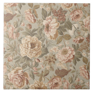 Carreau Luxury Vintage British Victorian Flowers Roses 