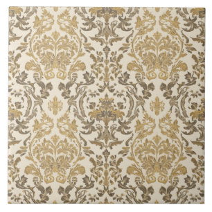 Carreau Luxury Vintage Damask Beige Floral Classic