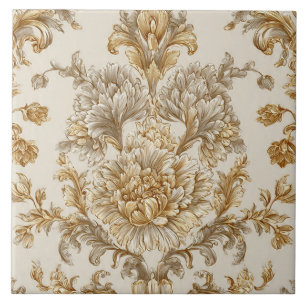 Carreau Luxury Vintage Damask Beige Floral Classic