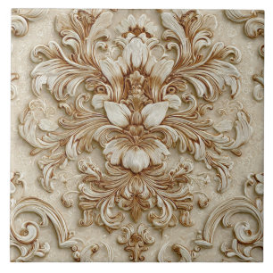 Carreau Luxury Vintage Damask Beige Floral Classic