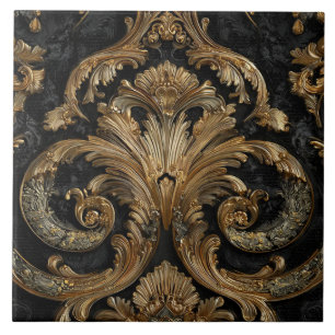 Carreau  Luxury Vintage French Baroque Black Gold Royal