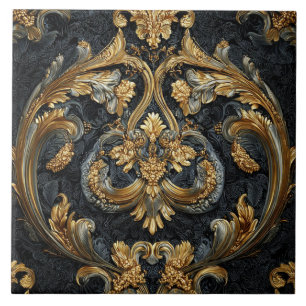Carreau  Luxury Vintage French Baroque Black Gold Royal