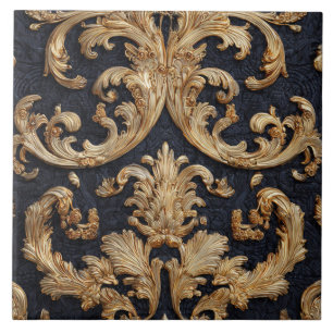 Carreau  Luxury Vintage French Baroque Black Gold Royal