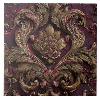 Carreau Luxury Vintage French Baroque Burgundy Gold Floral