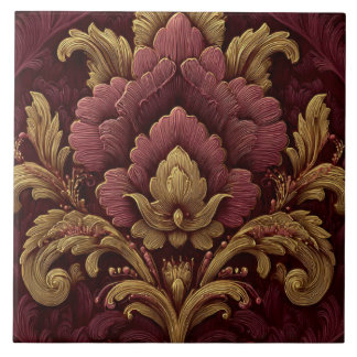 Carreau Luxury Vintage French Baroque Burgundy Gold Floral